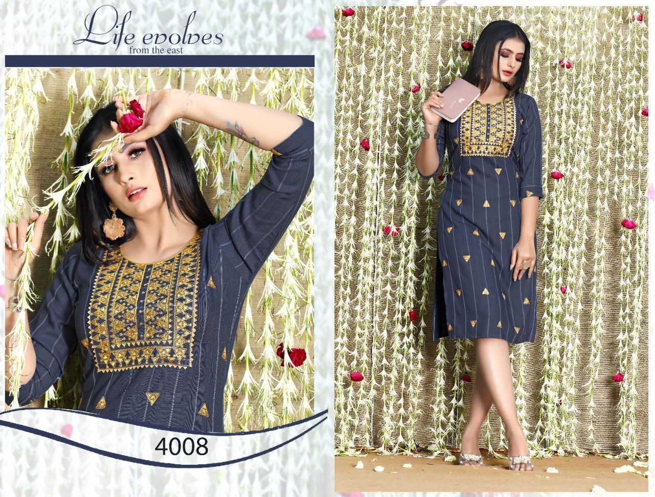 Morning Star 4001 Rayon Ethnic Wear Straight Designer Kurti Collection